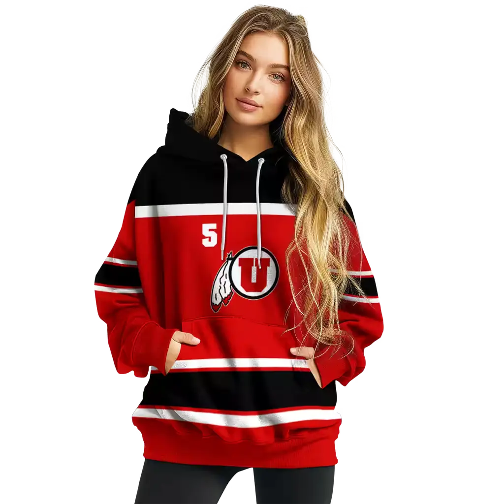 personalized utah utes striped pattern red hoodie high quality personalized utah utes striped pattern red hoodie high quality