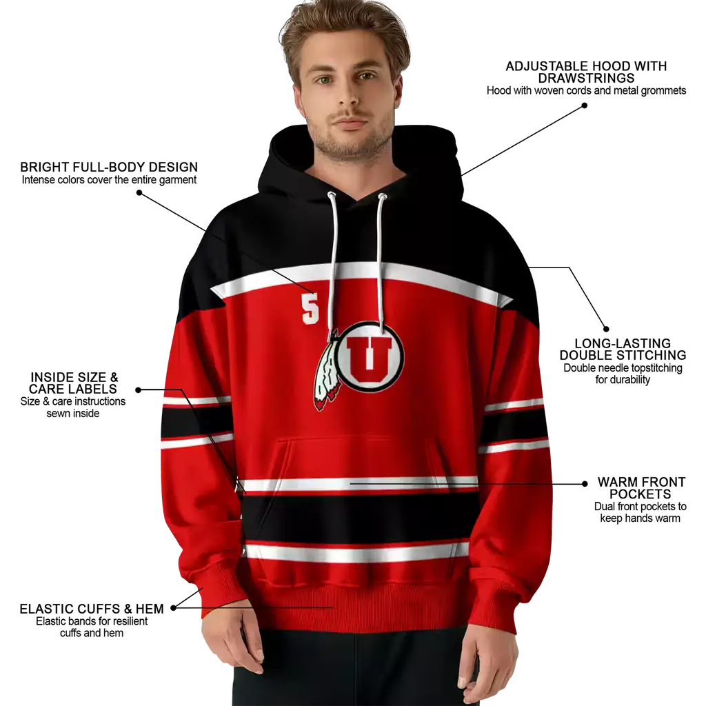personalized utah utes striped pattern red hoodie latest model personalized utah utes striped pattern red hoodie latest model