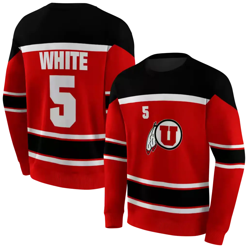 personalized utah utes striped pattern red hoodie premium grade personalized utah utes striped pattern red hoodie premium grade