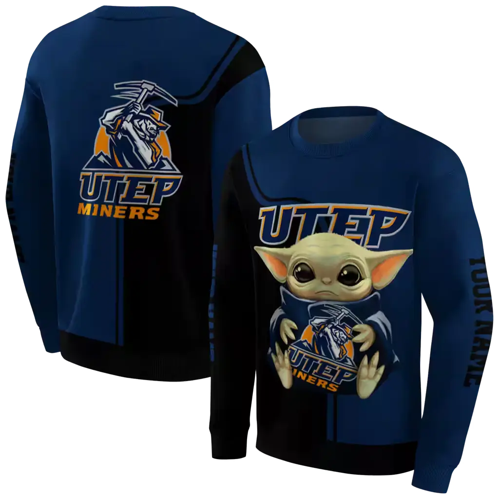 personalized utep miners baby yoda blue black hoodie premium grade personalized utep miners baby yoda blue black hoodie premium grade