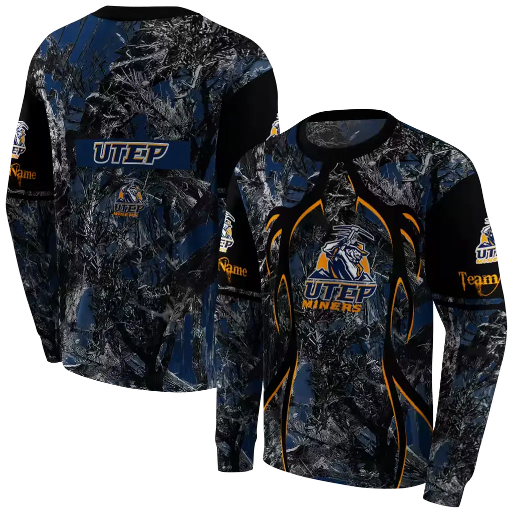 personalized utep miners hunting theme blue black hoodie premium grade personalized utep miners hunting theme blue black hoodie premium grade