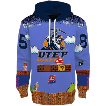 personalized utep miners mario blue black hoodie best selling
