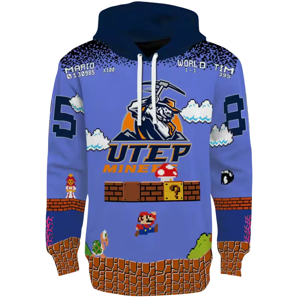 personalized utep miners mario blue black hoodie best selling personalized utep miners mario blue black hoodie best selling