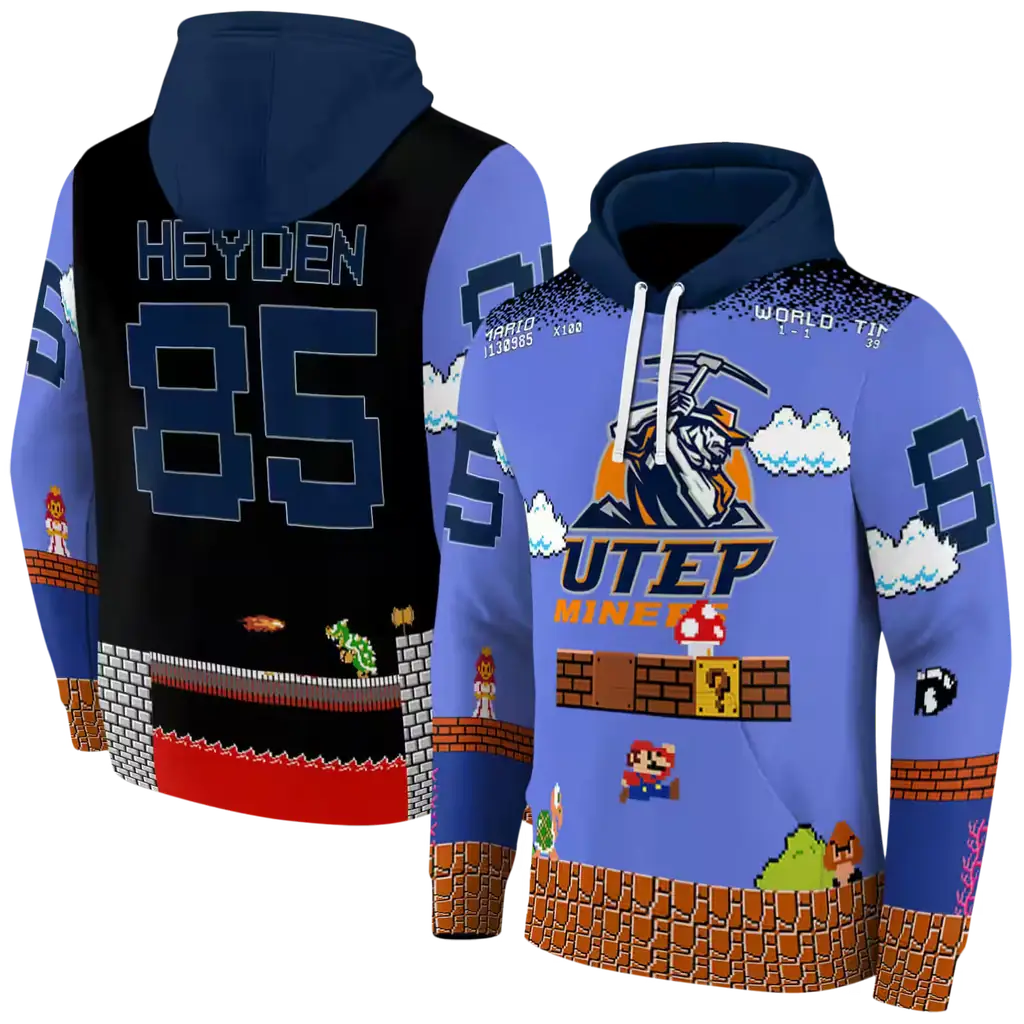 personalized utep miners mario blue black hoodie fashion forward personalized utep miners mario blue black hoodie fashion forward