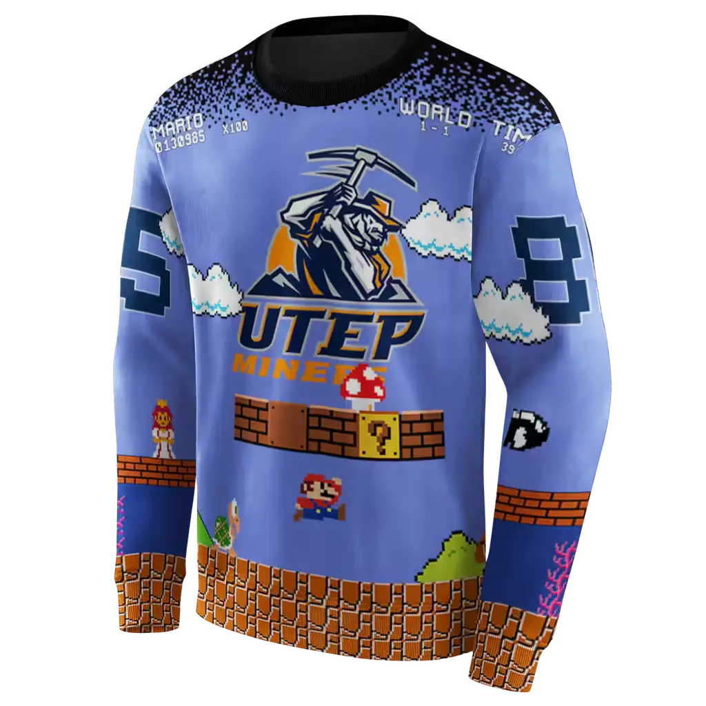 personalized utep miners mario blue black hoodie new arrival personalized utep miners mario blue black hoodie new arrival