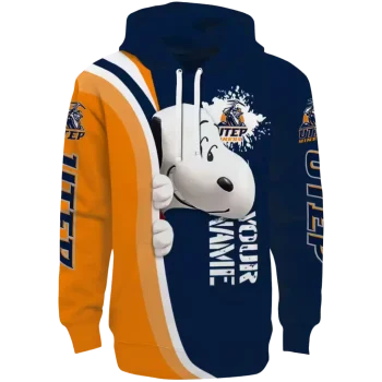 personalized utep miners peeking snoopy blue hoodie best selling