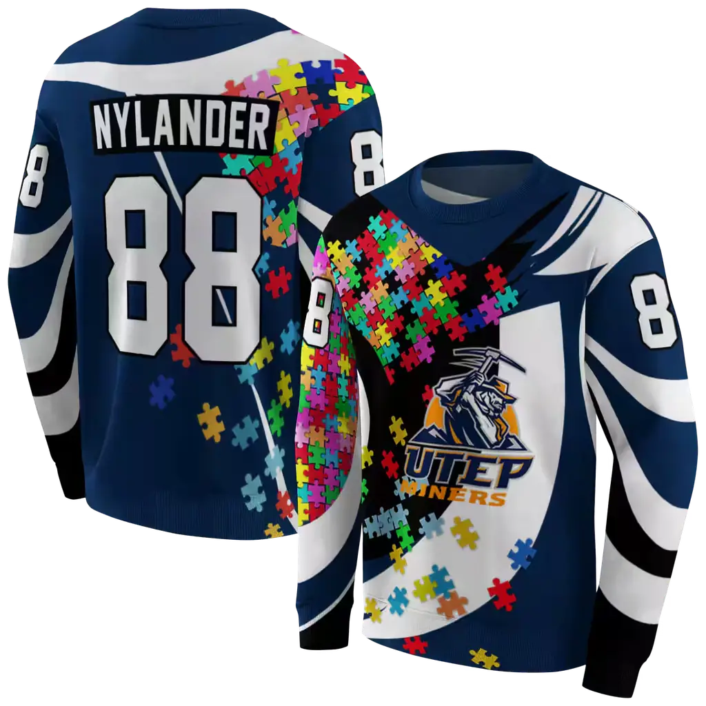 personalized utep miners puzzle pieces blue hoodie premium grade personalized utep miners puzzle pieces blue hoodie premium grade