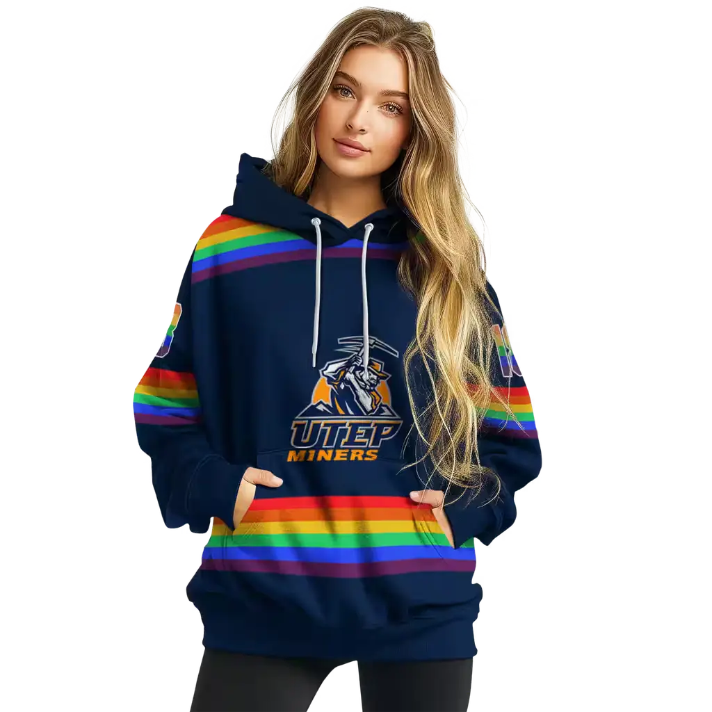 personalized utep miners rainbow stripes blue hoodie high quality personalized utep miners rainbow stripes blue hoodie high quality