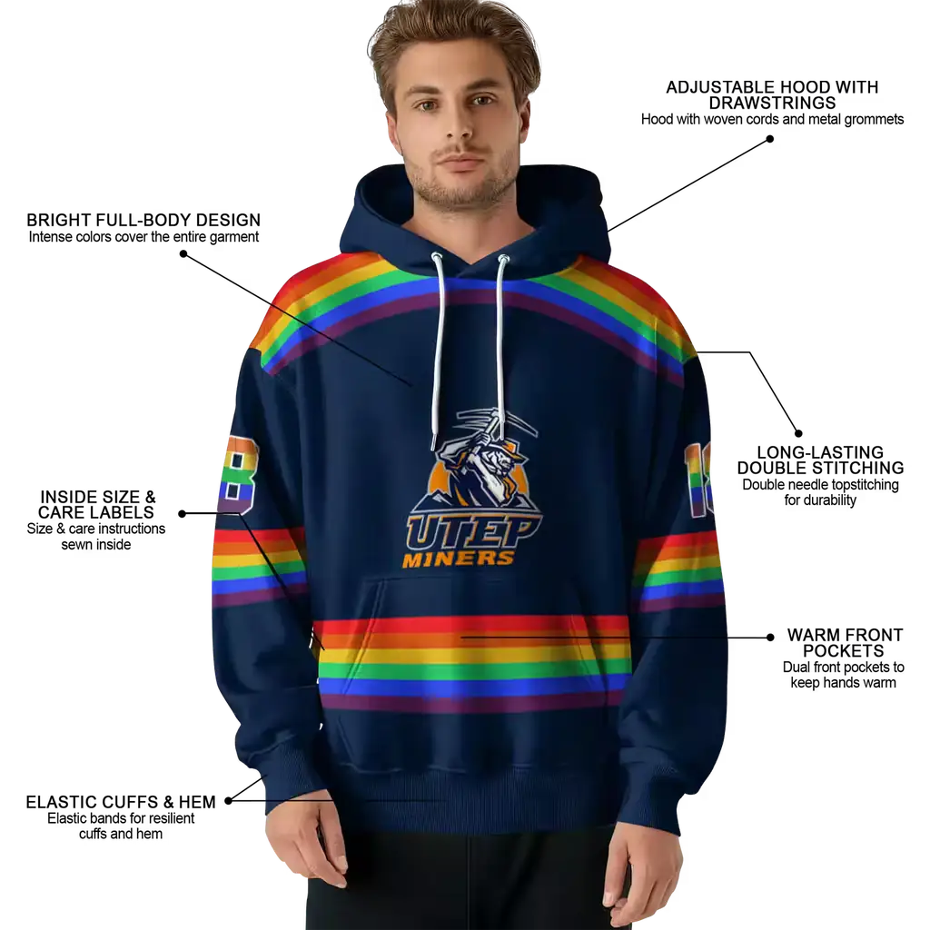 personalized utep miners rainbow stripes blue hoodie latest model personalized utep miners rainbow stripes blue hoodie latest model