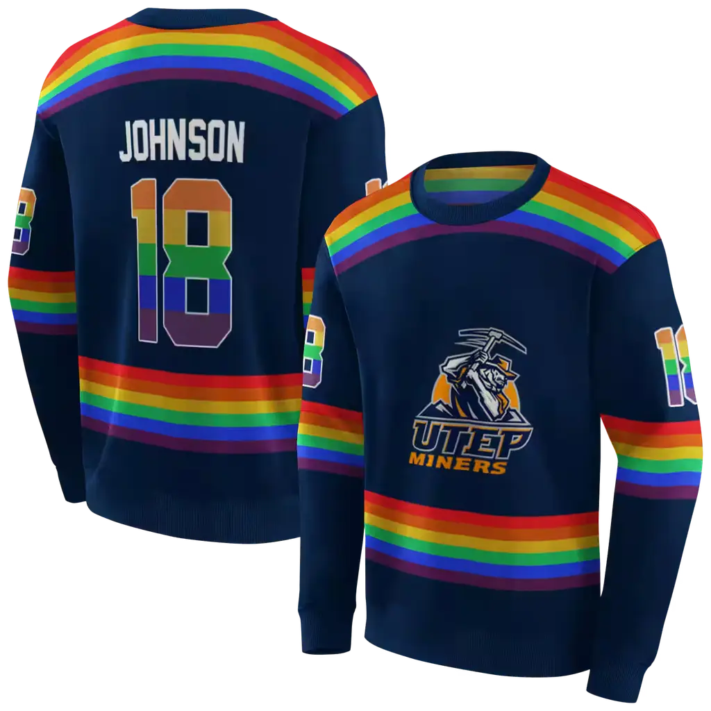 personalized utep miners rainbow stripes blue hoodie premium grade personalized utep miners rainbow stripes blue hoodie premium grade