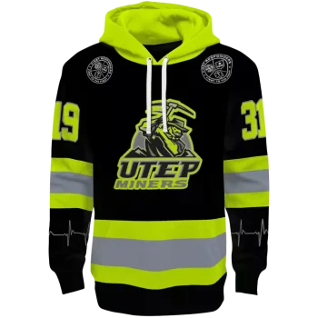 personalized utep miners safety motif black neon green hoodie best selling