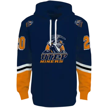 personalized utep miners striped sleeves blue hoodie best selling