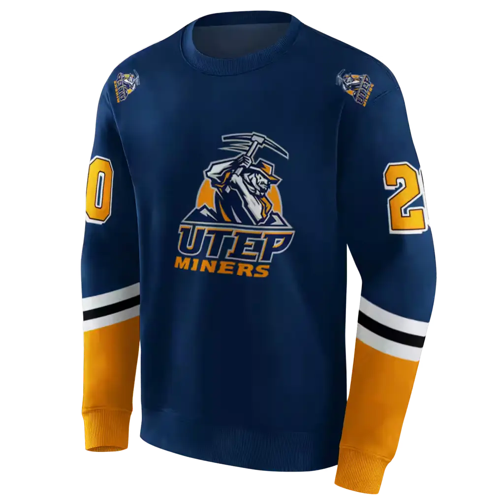 personalized utep miners striped sleeves blue hoodie new arrival personalized utep miners striped sleeves blue hoodie new arrival