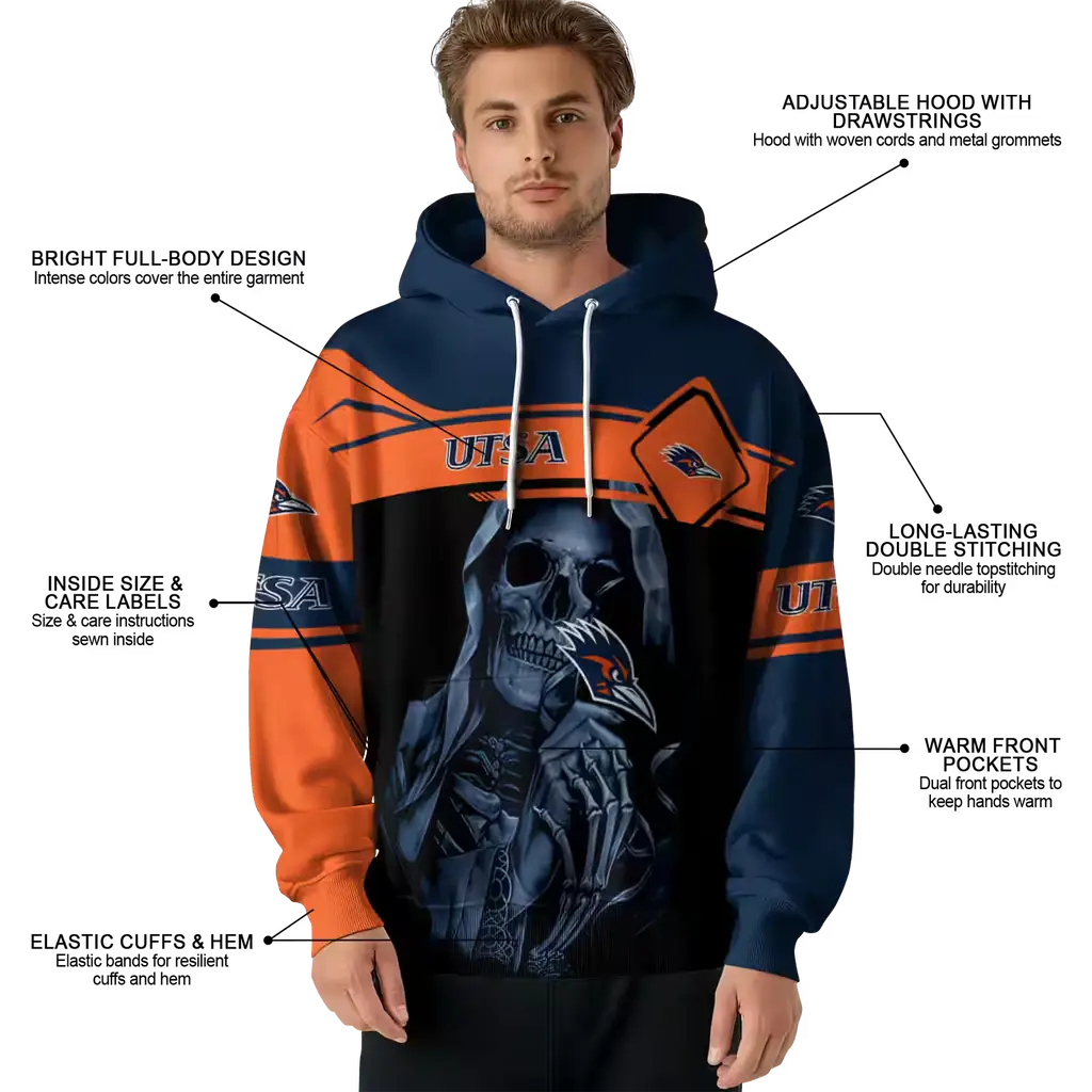 personalized utsa roadrunners grim reaper orange black hoodie latest model personalized utsa roadrunners grim reaper orange black hoodie latest model