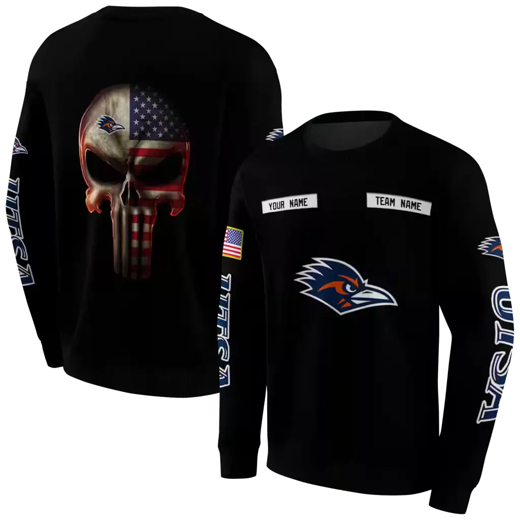 personalized utsa roadrunners punisher skull black hoodie premium grade personalized utsa roadrunners punisher skull black hoodie premium grade