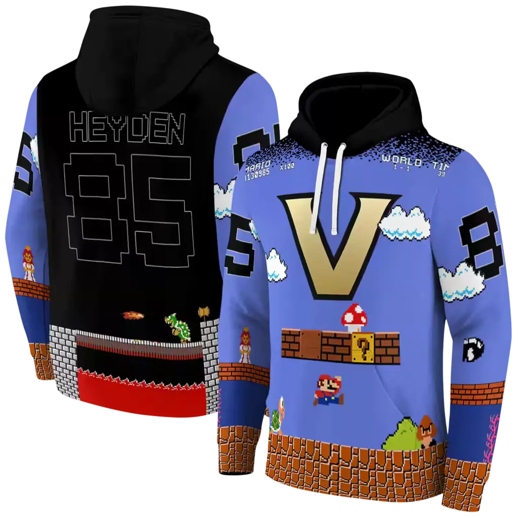 personalized vanderbilt commodores mario blue black hoodie fashion forward personalized vanderbilt commodores mario blue black hoodie fashion forward
