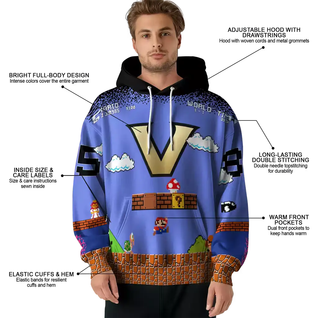 personalized vanderbilt commodores mario blue black hoodie latest model personalized vanderbilt commodores mario blue black hoodie latest model