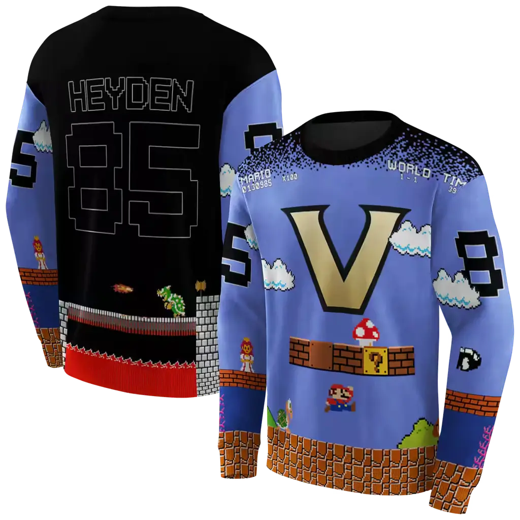 personalized vanderbilt commodores mario blue black hoodie premium grade personalized vanderbilt commodores mario blue black hoodie premium grade