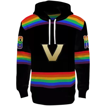 personalized vanderbilt commodores rainbow stripes black hoodie best selling