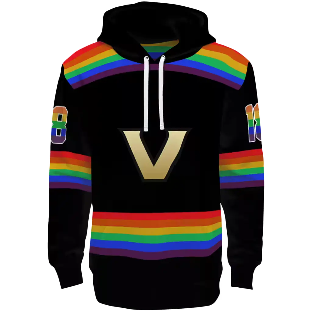 personalized vanderbilt commodores rainbow stripes black hoodie best selling personalized vanderbilt commodores rainbow stripes black hoodie best selling