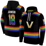 personalized vanderbilt commodores rainbow stripes black hoodie best selling