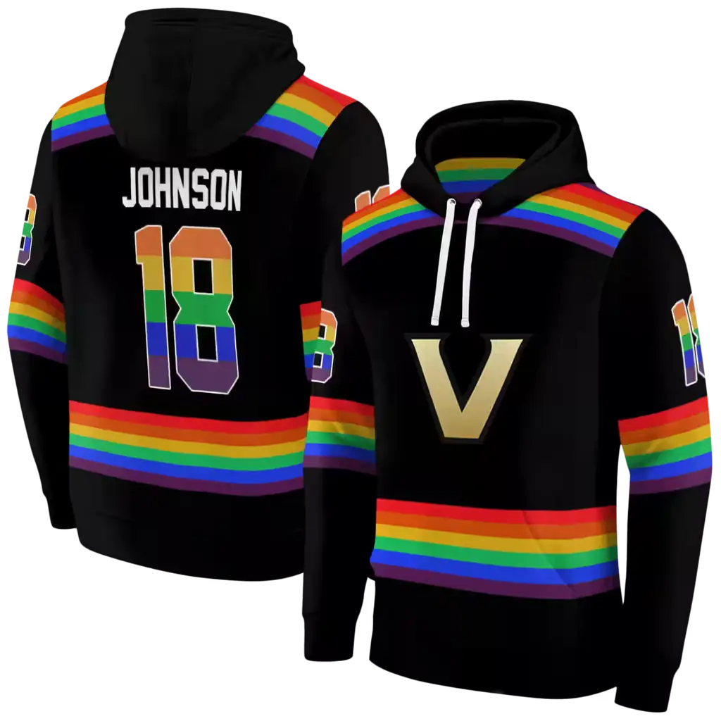 personalized vanderbilt commodores rainbow stripes black hoodie fashion forward personalized vanderbilt commodores rainbow stripes black hoodie fashion forward