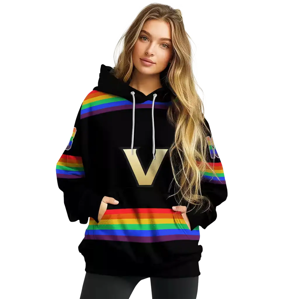 personalized vanderbilt commodores rainbow stripes black hoodie high quality personalized vanderbilt commodores rainbow stripes black hoodie high quality