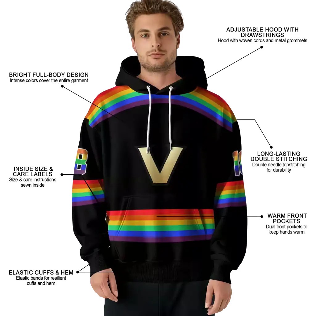 personalized vanderbilt commodores rainbow stripes black hoodie latest model personalized vanderbilt commodores rainbow stripes black hoodie latest model
