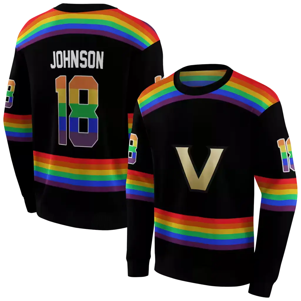 personalized vanderbilt commodores rainbow stripes black hoodie premium grade personalized vanderbilt commodores rainbow stripes black hoodie premium grade