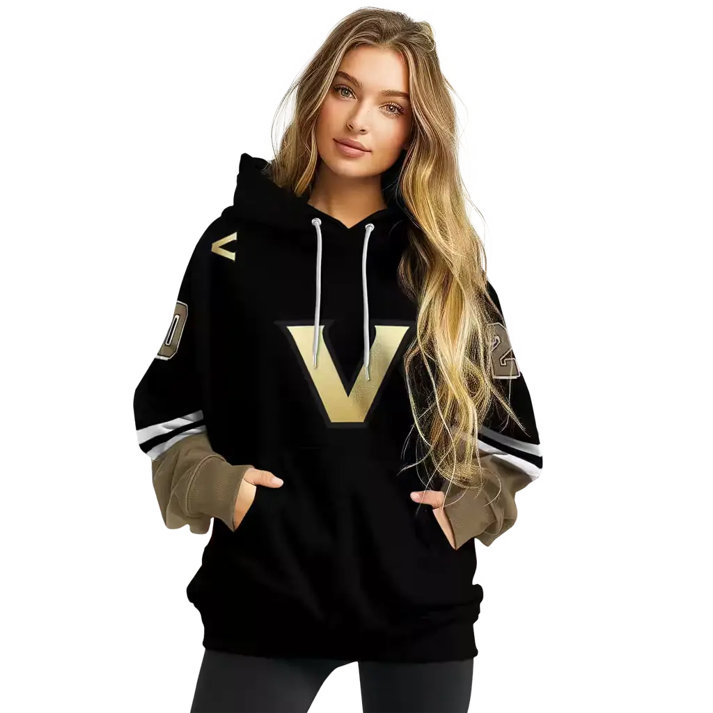 personalized vanderbilt commodores striped sleeves black hoodie high quality personalized vanderbilt commodores striped sleeves black hoodie high quality