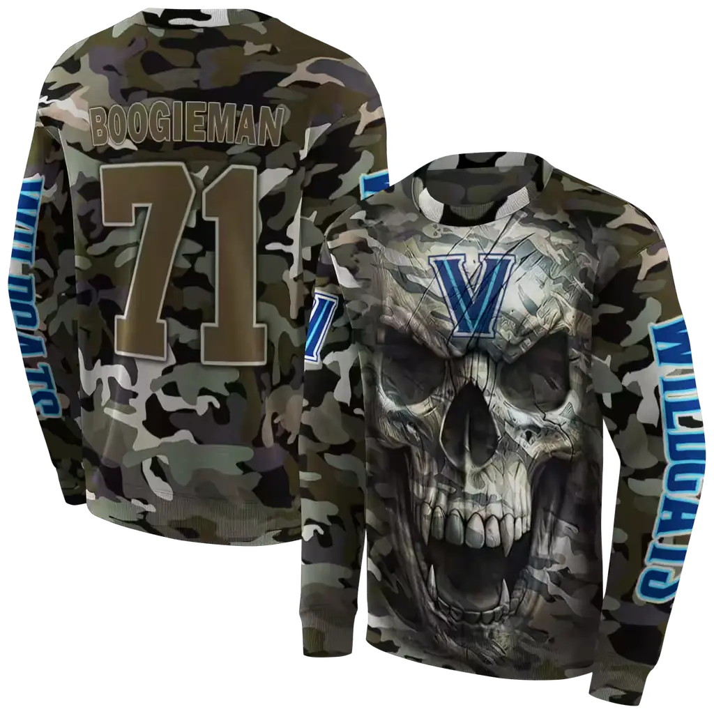 personalized villanova wildcats camo skull hoodie premium grade personalized villanova wildcats camo skull hoodie premium grade