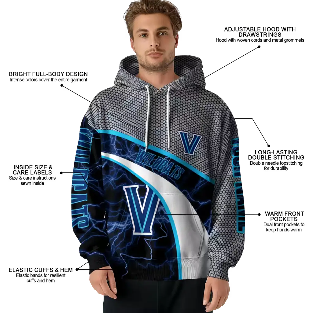 personalized villanova wildcats hexagonal mesh navy black gray hoodie latest model personalized villanova wildcats hexagonal mesh navy black gray hoodie latest model