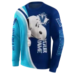 personalized villanova wildcats peeking snoopy navy hoodie best selling