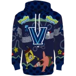 personalized villanova wildcats spongebob patrick star navy hoodie best selling