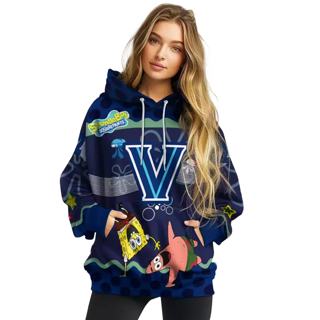personalized villanova wildcats spongebob patrick star navy hoodie high quality personalized villanova wildcats spongebob patrick star navy hoodie high quality