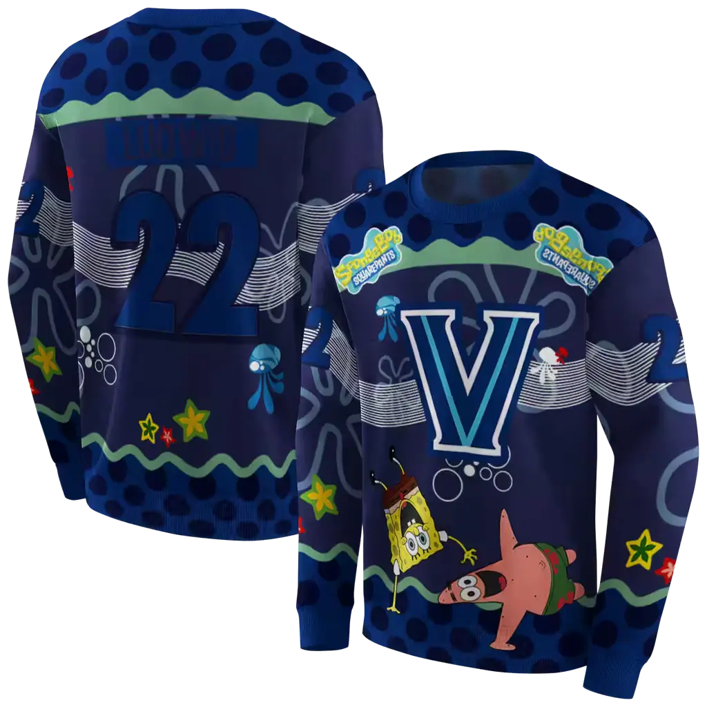 personalized villanova wildcats spongebob patrick star navy hoodie premium grade personalized villanova wildcats spongebob patrick star navy hoodie premium grade