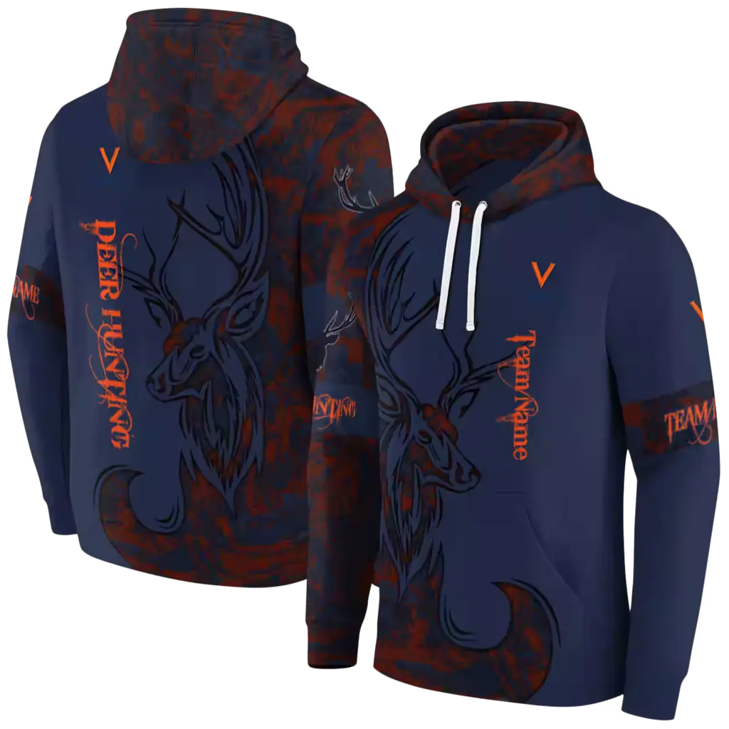 personalized virginia cavaliers deer silhouette blue hoodie fashion forward personalized virginia cavaliers deer silhouette blue hoodie fashion forward