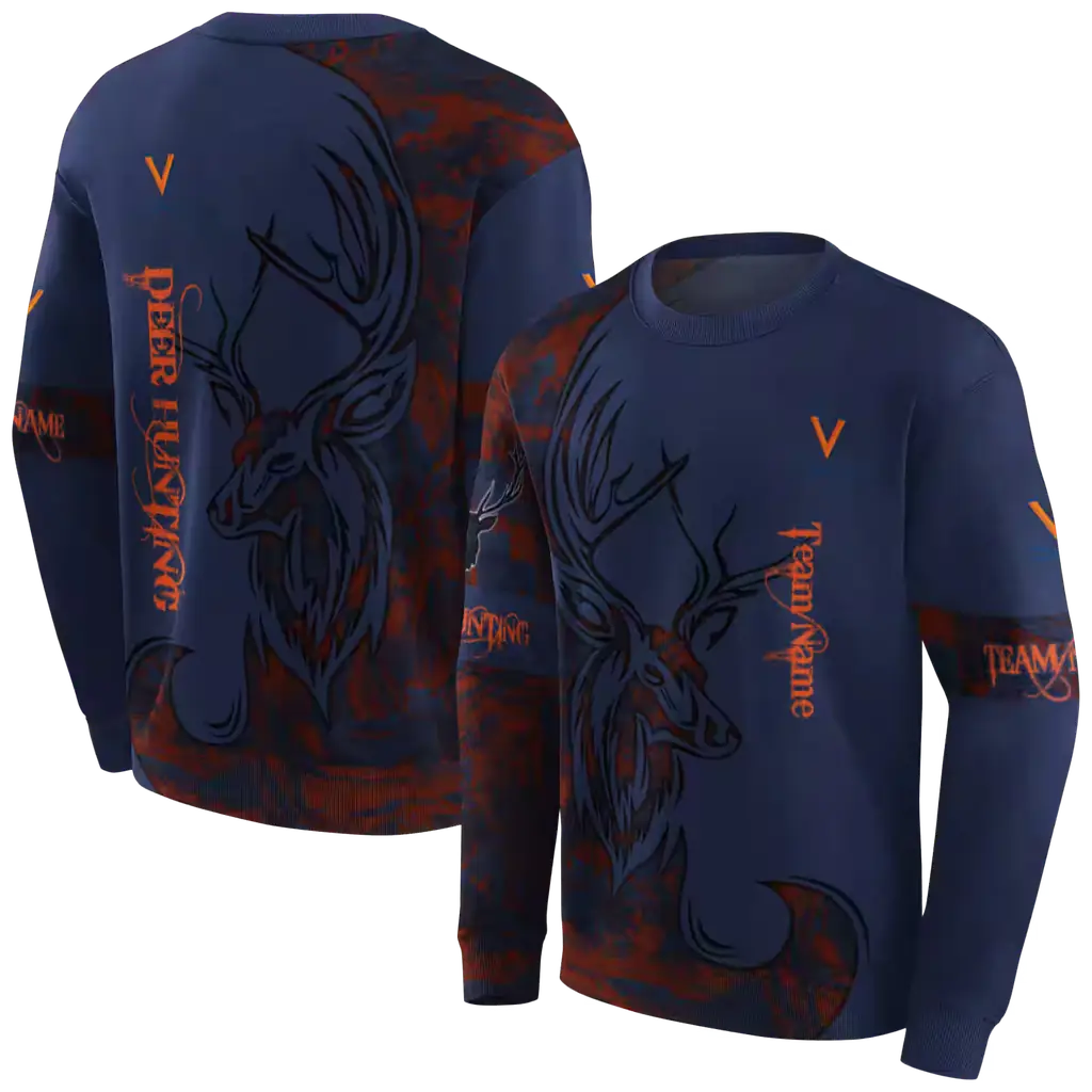 personalized virginia cavaliers deer silhouette blue hoodie premium grade personalized virginia cavaliers deer silhouette blue hoodie premium grade