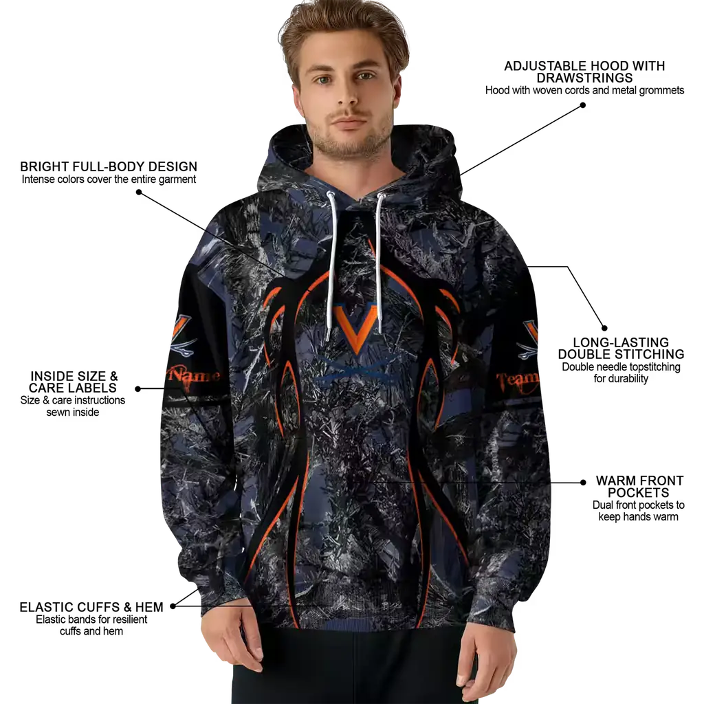 personalized virginia cavaliers hunting theme blue black hoodie latest model personalized virginia cavaliers hunting theme blue black hoodie latest model
