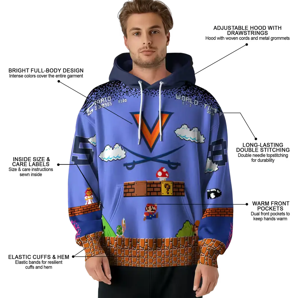 personalized virginia cavaliers mario blue black hoodie latest model personalized virginia cavaliers mario blue black hoodie latest model