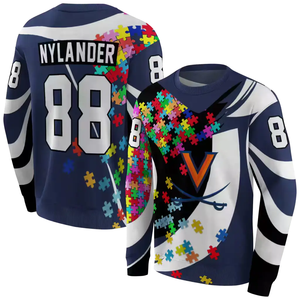 personalized virginia cavaliers puzzle pieces blue hoodie premium grade personalized virginia cavaliers puzzle pieces blue hoodie premium grade