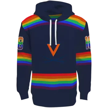personalized virginia cavaliers rainbow stripes blue hoodie best selling