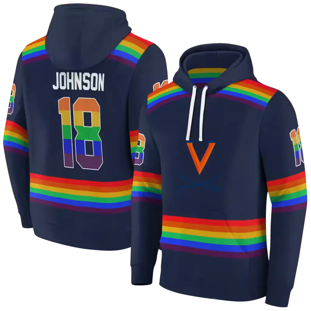 personalized virginia cavaliers rainbow stripes blue hoodie fashion forward personalized virginia cavaliers rainbow stripes blue hoodie fashion forward