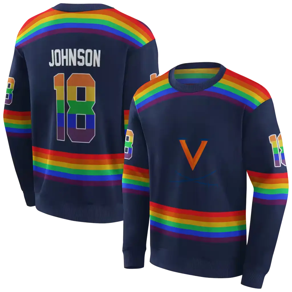 personalized virginia cavaliers rainbow stripes blue hoodie premium grade personalized virginia cavaliers rainbow stripes blue hoodie premium grade