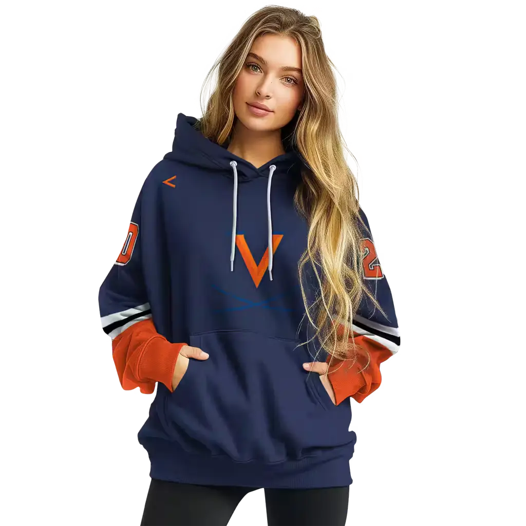 personalized virginia cavaliers striped sleeves blue hoodie high quality personalized virginia cavaliers striped sleeves blue hoodie high quality