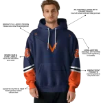 personalized virginia cavaliers striped sleeves blue hoodie best selling