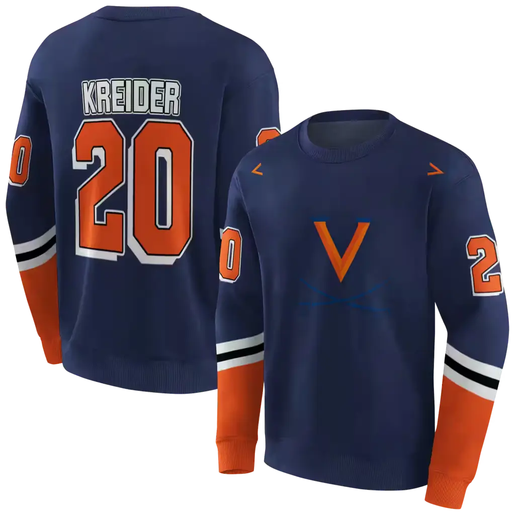 personalized virginia cavaliers striped sleeves blue hoodie premium grade personalized virginia cavaliers striped sleeves blue hoodie premium grade