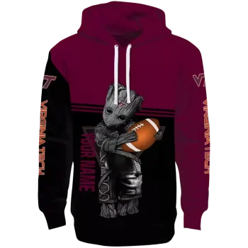 personalized virginia tech hokies baby groot maroon black hoodie best selling