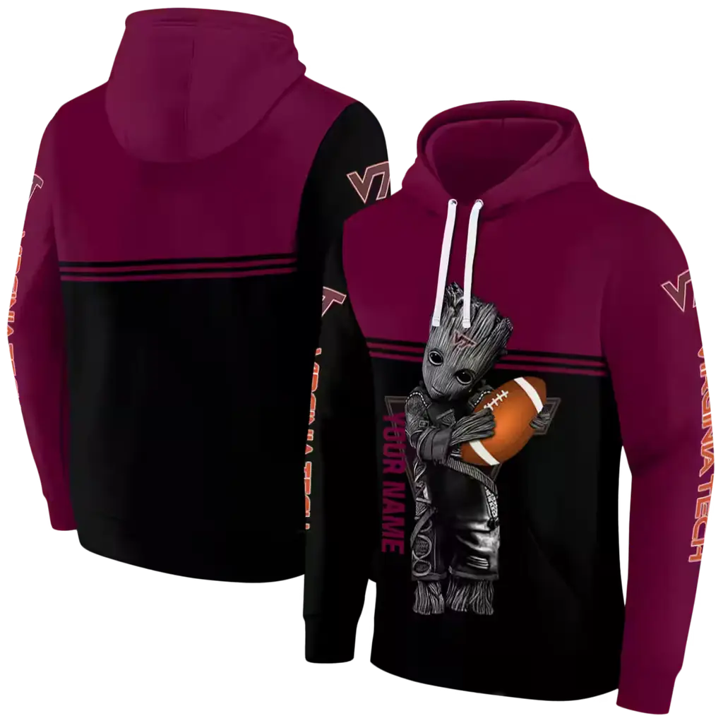 personalized virginia tech hokies baby groot maroon black hoodie fashion forward personalized virginia tech hokies baby groot maroon black hoodie fashion forward