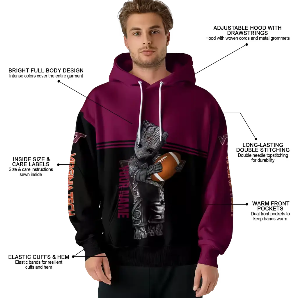 personalized virginia tech hokies baby groot maroon black hoodie latest model personalized virginia tech hokies baby groot maroon black hoodie latest model